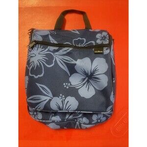L. L. Bean Toiletry Shower Hook Floral Blue Hawaiian Tropical Hanging Travel Bag